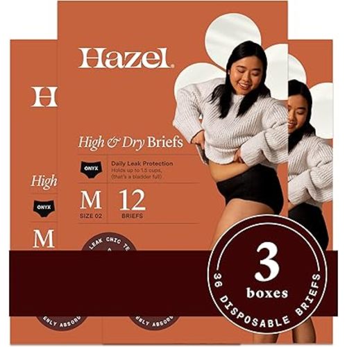 Hazel Disposable Women’s Underwear, High-Waist Pull-Ups for Postpartum & Incontinence, Medium, Ultra-Thin, 36-Count (3-Pack)