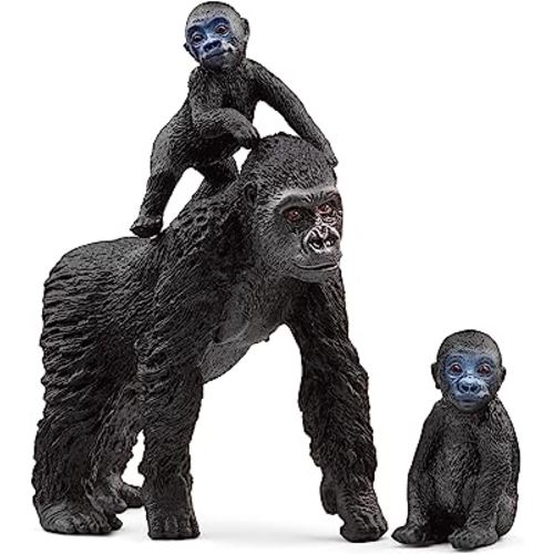 Schleich Wild Life, Monkey Jungle Animal Toys for Boys and Girls, Gorilla Family Set with Gorilla Mother and Babies, Ages 3+