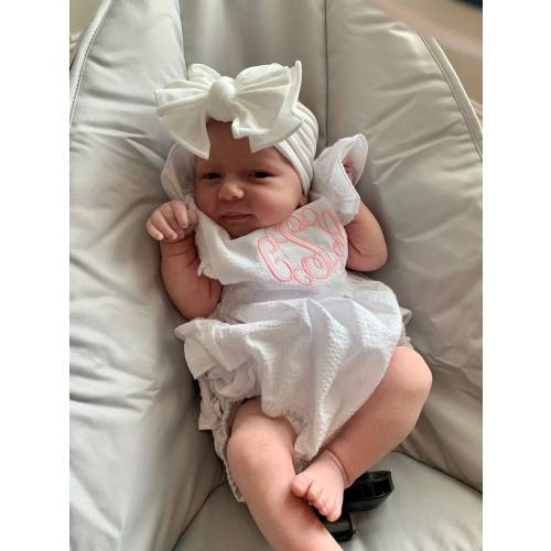 Baby Girl Ruffle Bottom Bubble Romper Personalized, Monogrammed Baby Girls Sunsuit, Girls Crossback Ruffle Bubble