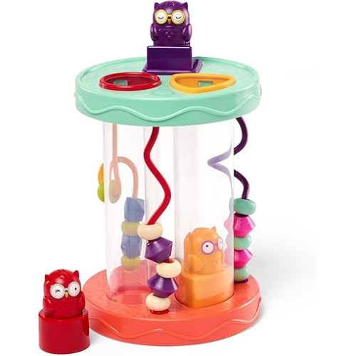 B. toys – Baby Shape Sorter – Sorting Toy with 3 Owls – Colorful Shapes, Bead Maze & Fun Sounds – Developmental & Educational Game for Babies & Toddlers – Hooty – Hoo – 10+ Months