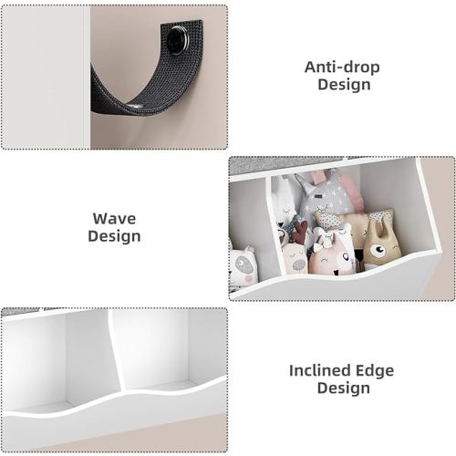 IDEALHOUSE Kids Bookshelf and Toy Storage Organizer with 3 Movable Drawers, Floor Storage Cabinet Toy Chest with 4 Cubbies, Multifunctional Storage Chest for Nursery, Playroom and Bedroom, White - 3 Tiers