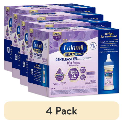 (4 pack) Enfamil NeuroPro Gentlease Ready-to-Feed Baby Formula for Easing Fussiness, Gas, Spit-up in 24hrs, 2 fl oz Bottle, 6 Count