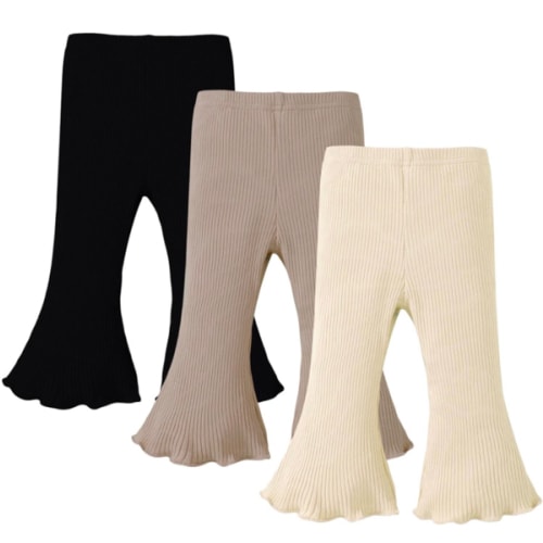 6-9 Months: SOBOWO Baby Girl Flare Pants 3 Pack Toddler Solid Ribbed Ruffle Bell Bottoms Pants Trousers Fall Outfits: Clothing, Shoes & Jewelry