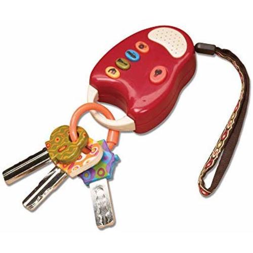 B. toys – FunKeys Toy – Funky Toy Keys for Toddlers and Babies – Toy Car Keys and Red remote with Light and Sounds – Non-Toxic