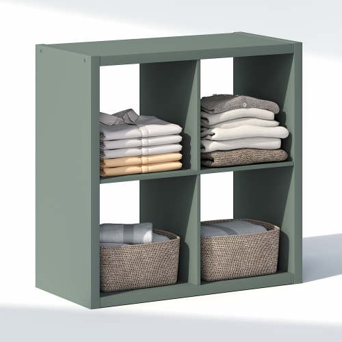 Furinno CUBIC 4-Cube Closet Organizer Open Shelf Extra Thick Frame Sage Green