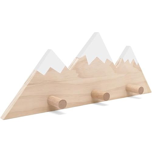 Huray Rayho Mountain Peak Wall Hook Wooden Snowy Mountain Kids Nursery Decor Woodland Adventure Entrance Coat Towel Hook Scandinavian Rustic Hanging Decors Housewarming Newborn Baby Shower Gifts
