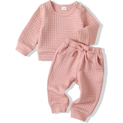 Newborn Infant Baby Girl Clothes Outfits Fall Winter Long Sleeve Sweatshirts Pants Cute Baby Girl Outfits Set - Cottonplaid Pink - 3-6 Months