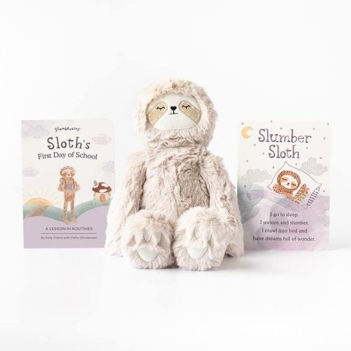 Slumberkins School Sloth Kin & Board Book | Promotes Routines, Relaxation & Coping Skills | Social Emotional Learning Soft Plush Animal Toy Gift for Babies & Toddlers, Ages 0+
