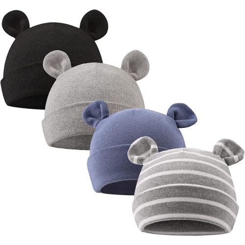 Pesaat Newborn Hospital Hat 0-12Months Preemie Boys Girls Beanie Solid Infant Baby Hats Autumn Winter