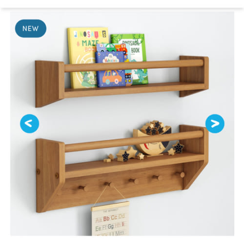 Sidekick Shelf & Wall Shelf With Pegs Bundle - Pecan / 24"