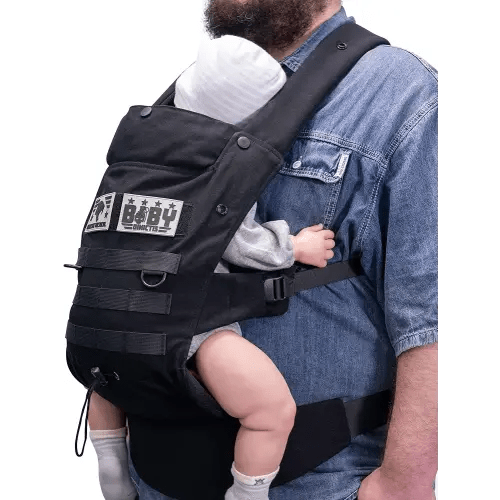 Ergonomic Lumbar Support Baby Carrier for Infants to Toddlers (8-33 lbs), Cozy and Lightweight Military Baby Carrier for Big and Tall Parents- Black