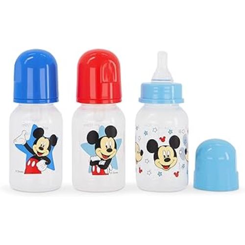 Baby Bottles 5 oz for Boys and Girls| 3 Pack of Disney Mickey Starboy Infant Bottles for Newborns and All Babies | BPA-Free Plastic Baby Bottle for Baby Shower