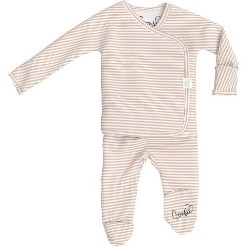 Bonsie Skin to Skin Babywear Footie Bodysuit - Baby Footed One Piece with Pink Striped Pattern - Berry Twist