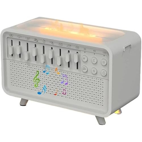 White Noise Night Light Humidifier,Bulora Sound Box White Noise Sound Machine,Echo Flame Diffuser,Velmina Sound Box with 8 Ambient Sounds,Takoo Sound Machine(1pc)