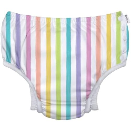 green sprouts Snap Reusable Absorbent Swimsuit Diaper, Light Pink Pinstripe, 24 Month