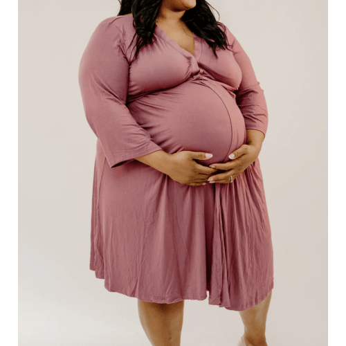 Lila Labor & Postpartum Gown in Dusty Rose