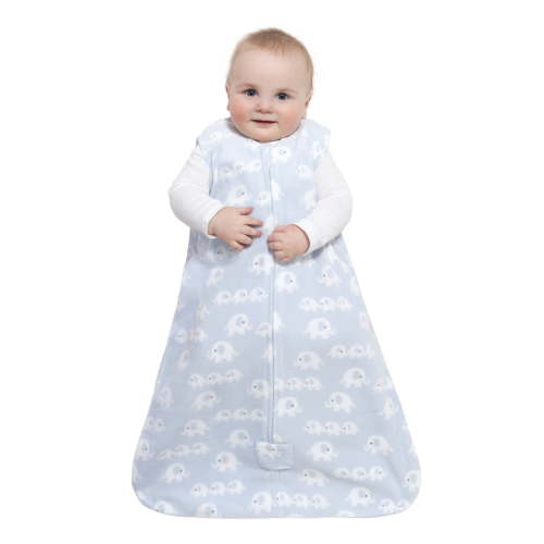 Halo® Sleepsack® Wearable Blanket, Micro-Fleece, Blue Elephants, Infant Boys, Medium, 6-12 Months