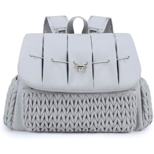 Lmbabter Diaper Bag Backpack Messenger Bag Travel Backpack Maternity Bags Stylish Baby Bag with Changing Pad for Mom (Grey B)