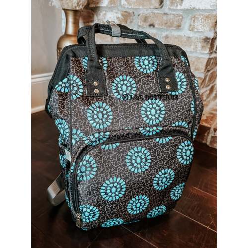 Western Diaper Bag Gray Cow Squash