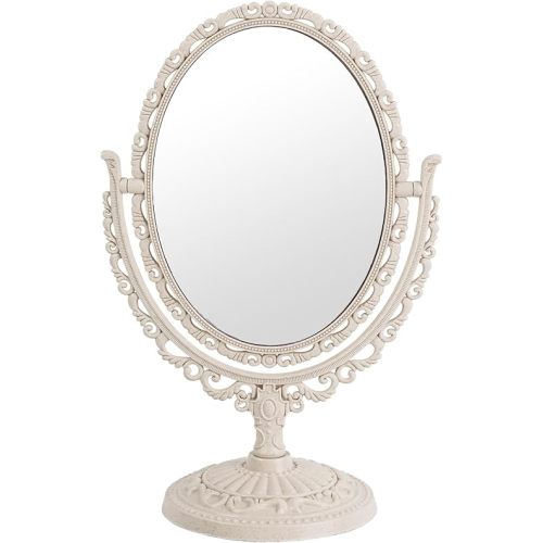 XPXKJ Shabby Chic Decorative Mirror Vintage Desk Mirror Cute Victorian Style Room Decoration Vanity Mirror