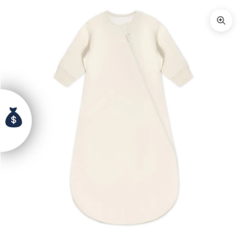 Organic Cotton & Camel Wool Long Sleeve Sleep Sack 2.5 TOG - Cream