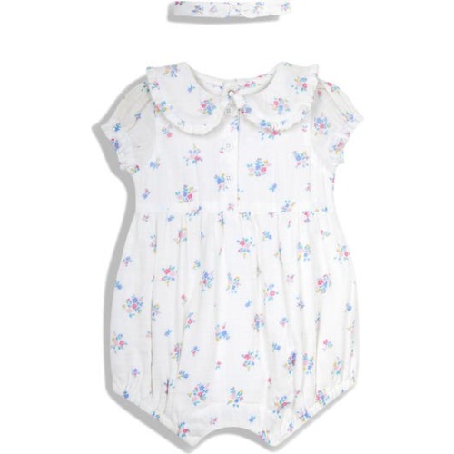 Floral Romper & Headband Set, 0-3M