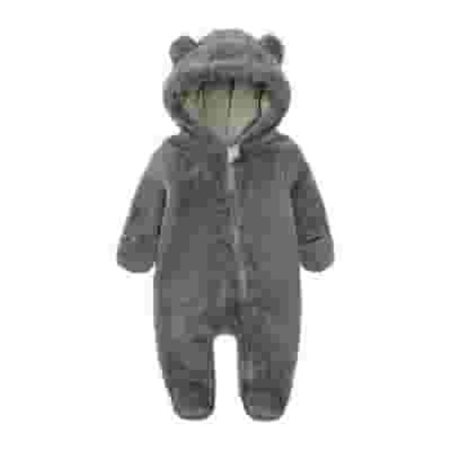 HCNTES Baby Jumpsuit Bear Ear Hooded Thin Rompers Boys Girls Long Sleeve Onesie with Zipperï¼Dark Gray,0-3 Months)