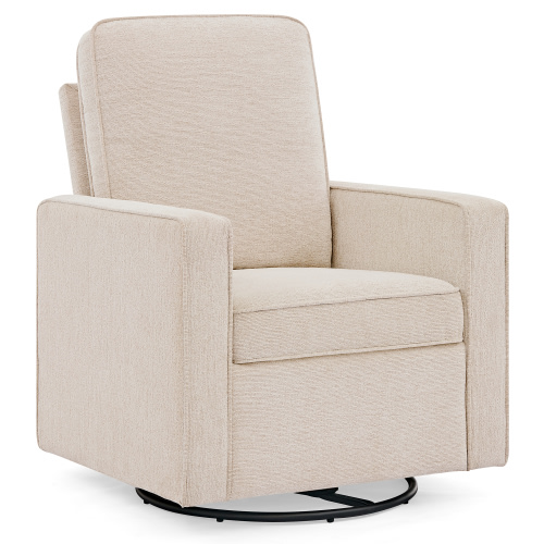 Delta Children Noah Upholstered Swivel Glider with Stain-Resistant Performance Fabric- Greenguard Gold Certified, Almond