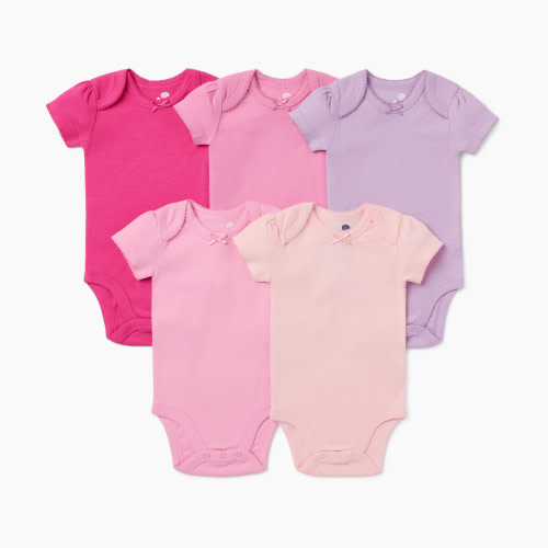 Small Story Short Sleeve Bodysuit Solid (5 Pack) - Pink Range, 0-3 M