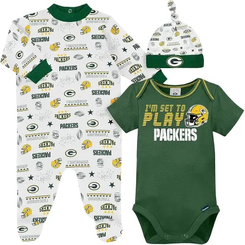 Gerber NFL Baby Boys' 3-Piece Bodysuit, Sleep 'n Play, & Cap Set