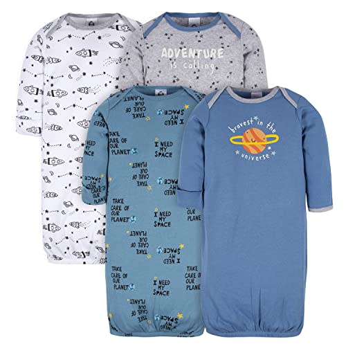 Gerber Baby Boy and Girls 4-Pack Sleeper Gown, 0-6M