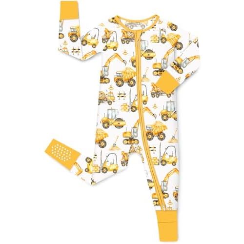 Bamboo Viscose Baby Convertible Footie Pajama, Zipper Pajamas for Baby Boys & Girls, Sleep & Play Footed Pjs