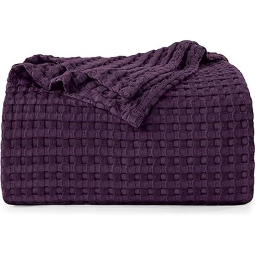 Utopia Bedding Plum 100% Cotton Waffle Blanket 300 GSM [Full - 90x84 Inch] Soft Lightweight Breathable Bed Blanket for All Season