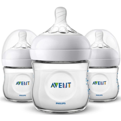 Philips AVENT Natural Baby Bottle, SCF010/37, Clear, 4 Ounce (Pack of 3)