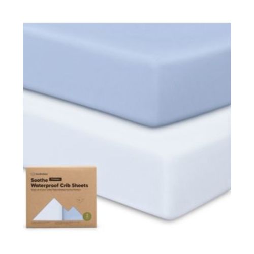 2pk Soothe Waterproof Fitted Crib Sheets for Girl, Boy, 100% Soft Cotton Crib Mattress Protector Sheet