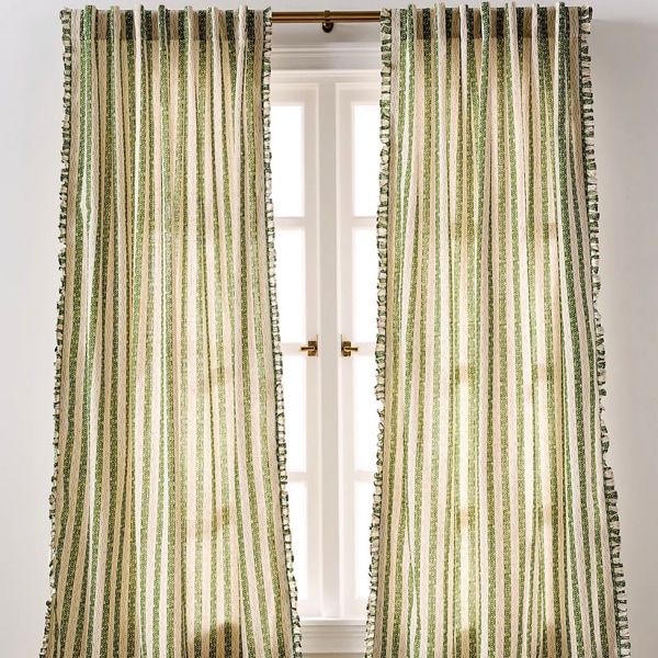 Ivy Cotton Striped Curtain | AnthroHome