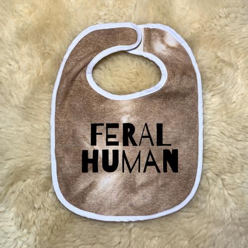 Feral Human Baby Bib, Gift Rude Funny Sassy Spooky Witchy, Unisex Infant Newborn Baby Toddler