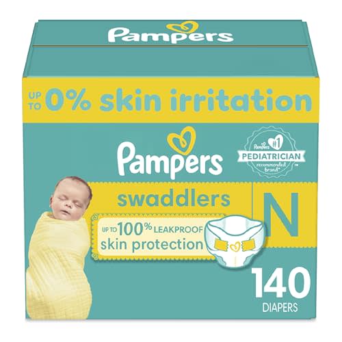 Pampers Swaddlers Newborn Diapers - Size 0, 140 Count, Ultra Soft Disposable Baby Diapers