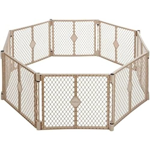 Toddleroo by North States - Superyard Baby Play Yard: Freestanding 8-Panel Baby Playpen - Indoor or Outdoor Use - Made in USA - Encloses Up to 34.4 Square Feet - 26 Inches Tall - Sand