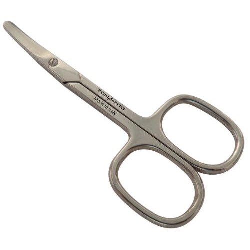 Tenartis Baby Nail Scissors with Curved Blades and Round Tips - Made in Italy (3.5", Nickel)