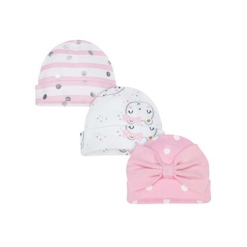 Gerber Infant Girls Cap, 3 Pack