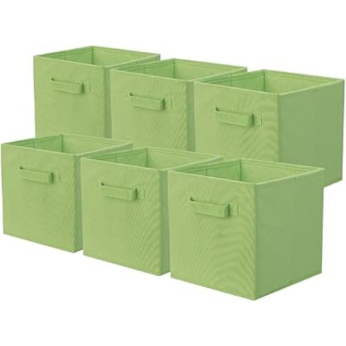 ShellKingdom Storage Bins, Foldable Fabric Storage Cubes And Cloth Storage Organizer Drawer For Closet And Toys Storage, 6 Pack (Green)