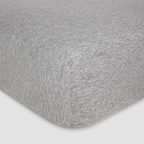 Burts Bees Baby Solid Fitted Crib Sheet Organic Cotton BEESNUG - Heather Grey, Fits Unisex Standard Bed and Toddler Mattress, Infant Essentials, 28 x 52 x 5.5 Inch 1-Pack
