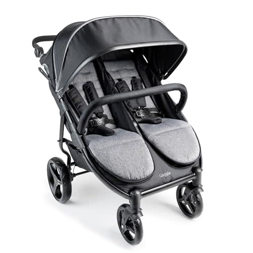 Gaggle by Foundations Roadster Duo Side by Side Double Stroller | Lightweight Compact Double Stroller for Toddlers | Easy to Fold & Maneuver | Amusement Park Approved | Black