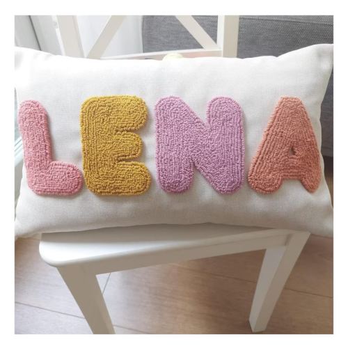 Personalised Punch Needle Decorative Cushion - Kids Room Decor Name Pillow - Unique Baby Room Nursery Initial Decoration Gift - Throw Pillow