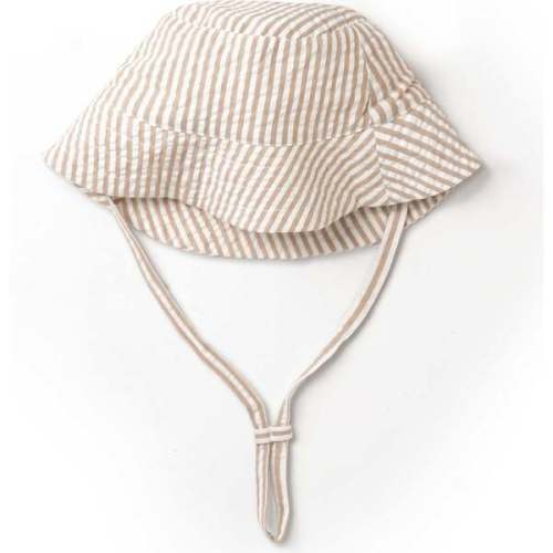 Organic Bucket Sun Hat, Brown Stripes - Makemake Organics | Maisonette