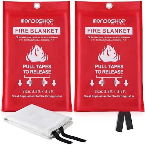 Mondoshop Fire Blankets Emergency for Kitchen Home - Emergency Fire Retardant Blanket for Home Fireproof Blanket for Camping, Grill, Car, Office, Warehouse, School, Picnic, Fireplace