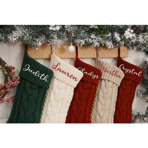 Personalized Family Christmas Stockings,2025 Embroidered Christmas Stocking,Knitted Stockings With Name,Monogram Stocking,Holiday Decor Gift