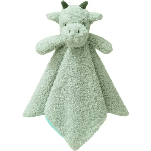 Baby Green Dragon Soft Stuffed Animal Security Blanket, Plush Dinosaur Character Lovey Blanket, Baby Shower/Nursery Gift, Newborn Infant Toddler Snuggle Blankie for Boys Girls, 14 Inches