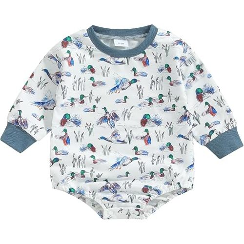 Pudcoco Duck Hunting Baby Clothes Infant Baby Boys Girls Long Sleeve Mallard Duck Sweatshirt Romper Bodysuit